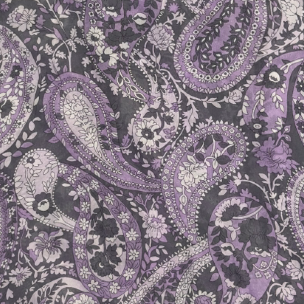 NILI LOTAN Silk Blouse Purple Paisley Sheer Balloon Sleeve Top Womens M Made USA - Picture 4 of 12